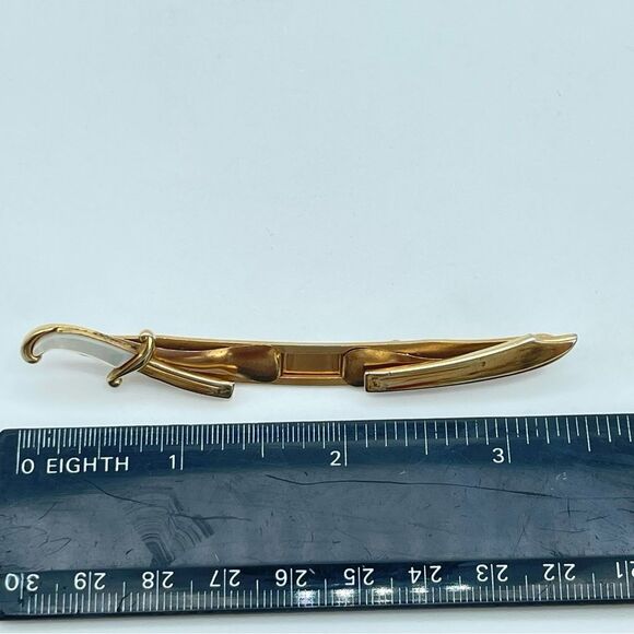 Vintage SWANK Tie Clip Sword | goldtone mother of pearl retro - Picture 13 of 13